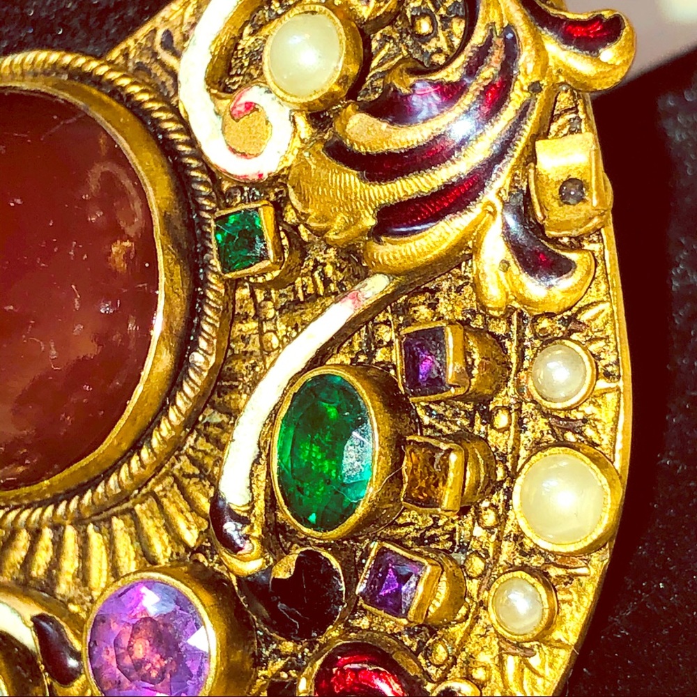 Antique Genuine Gemstone Enamel Buckle/Pendant - Picture 4 of 5